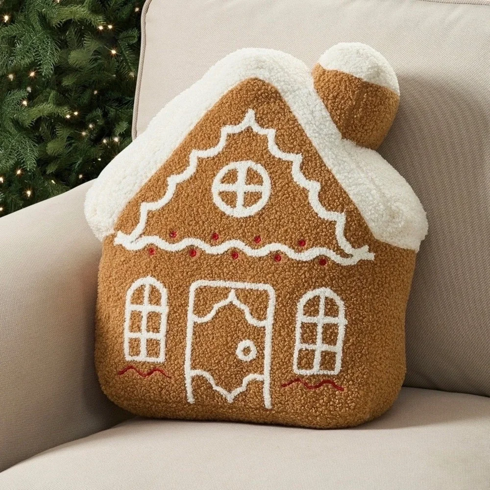 My Texas House Gingerbread House Decorative Pillow Cozy Sherpa Holiday Christmas